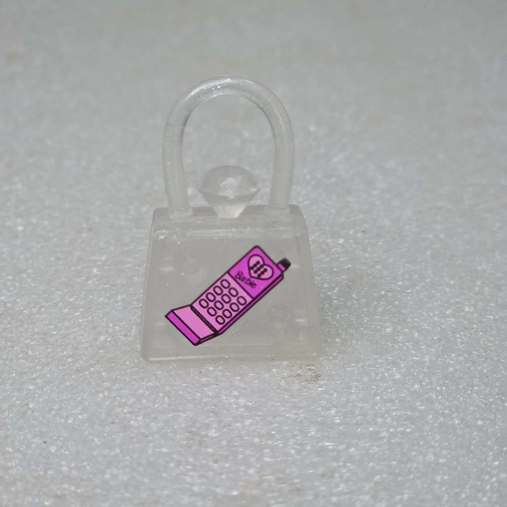 Mattel Barbie Extra Clear Cellphone Purse Diamond Glitter Doll Toy 2020 1"x1.5"